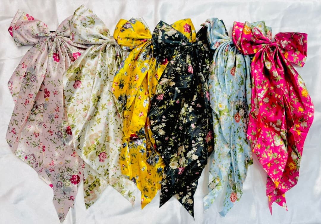 Printed Silk long hanging bows