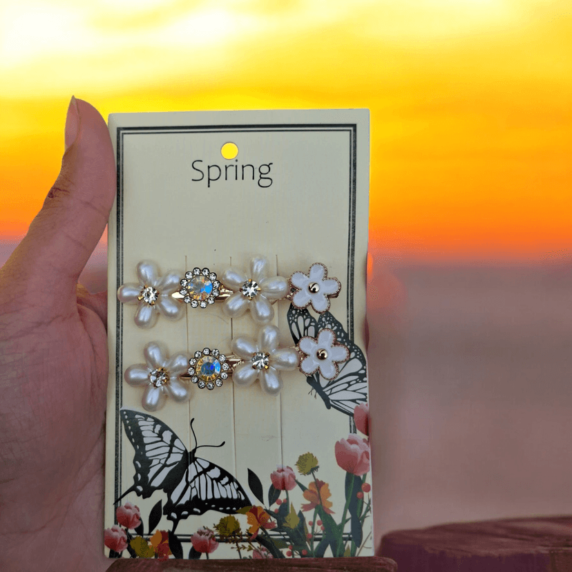 White fancy hairpins pair