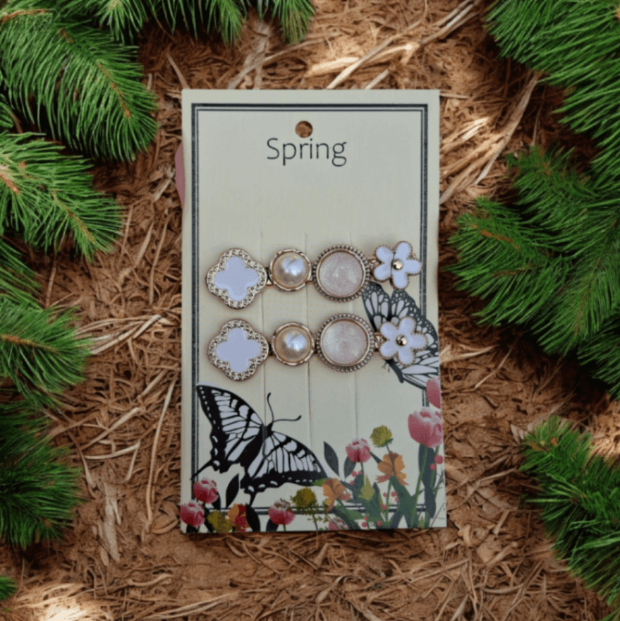 White fancy hairpins set 