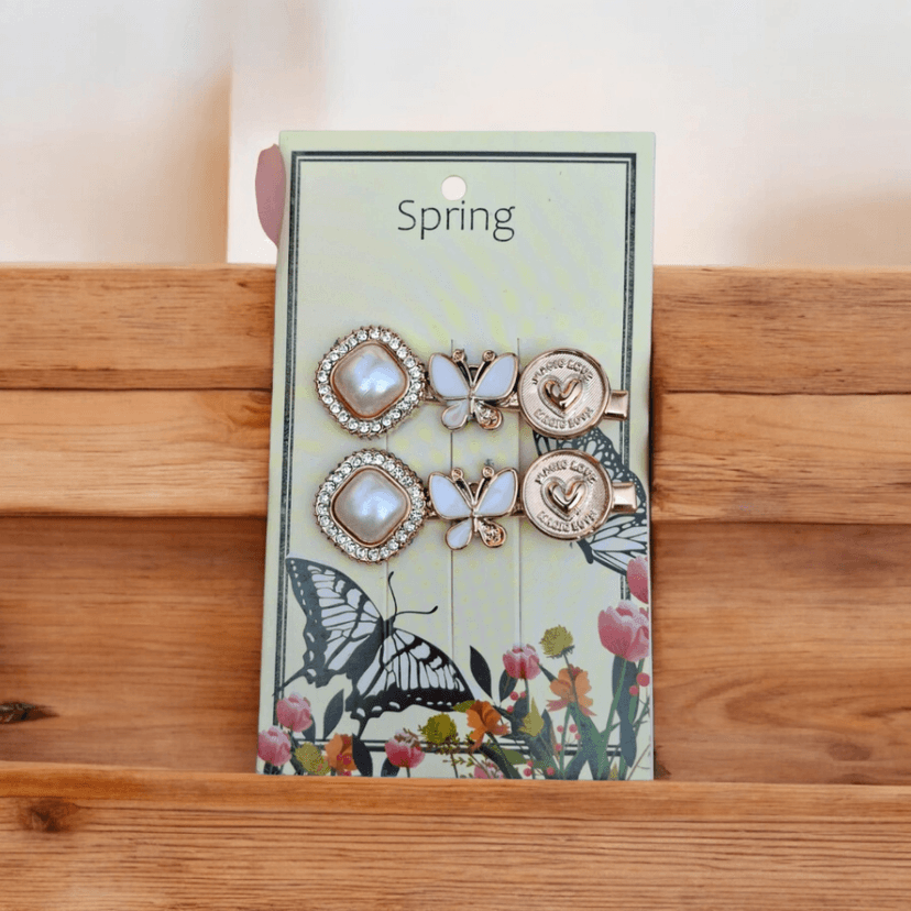 White fancy hairpins set