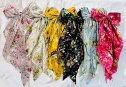 Printed silk long hanging bows